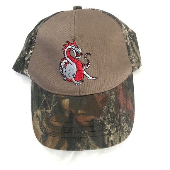 NWT Mossy Oak Brown and red trucker hat with a dragon design - Picture 1 of 3